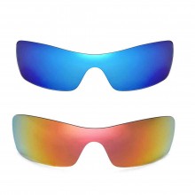 Walleva Polarized Fire Red + Ice Blue Replacement Lenses for Oakley Batwolf (OO9101 Series) Sunglasses